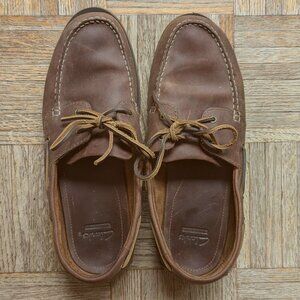 Clarks Port View Boat Shoe, Mens, Mahogany Leather, 11 US